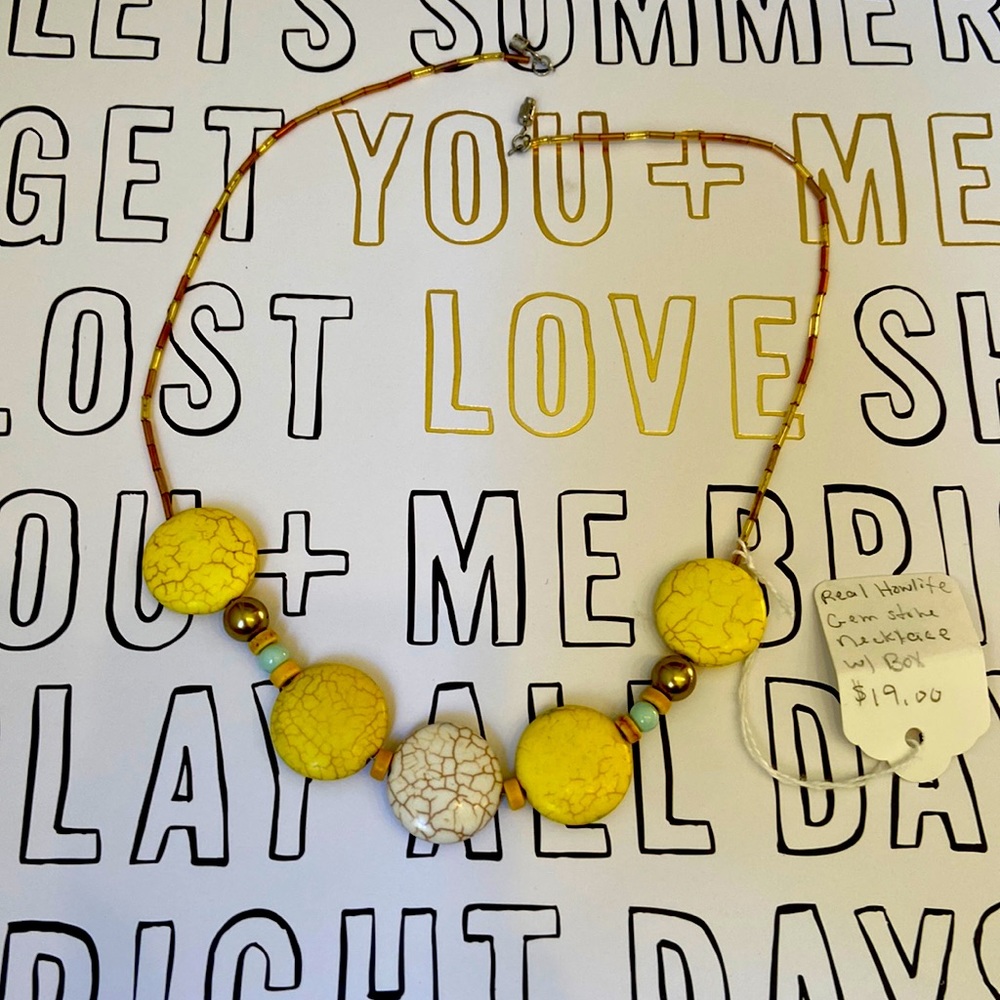 Handmade Yellow howlite gemstone necklace